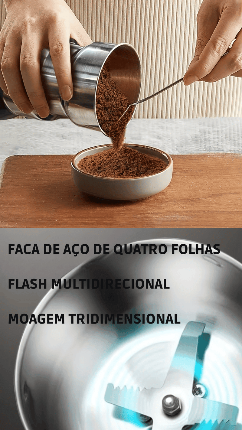 Moedor de Café Grãos Sementes Elétrico Automático Gourmet Profissional Aço Inoxidável 110V - BrazilStory