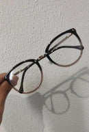 Óculos Feminino Com Armação/Lente Transparente/Grande Redondo/Metal - BrazilStory