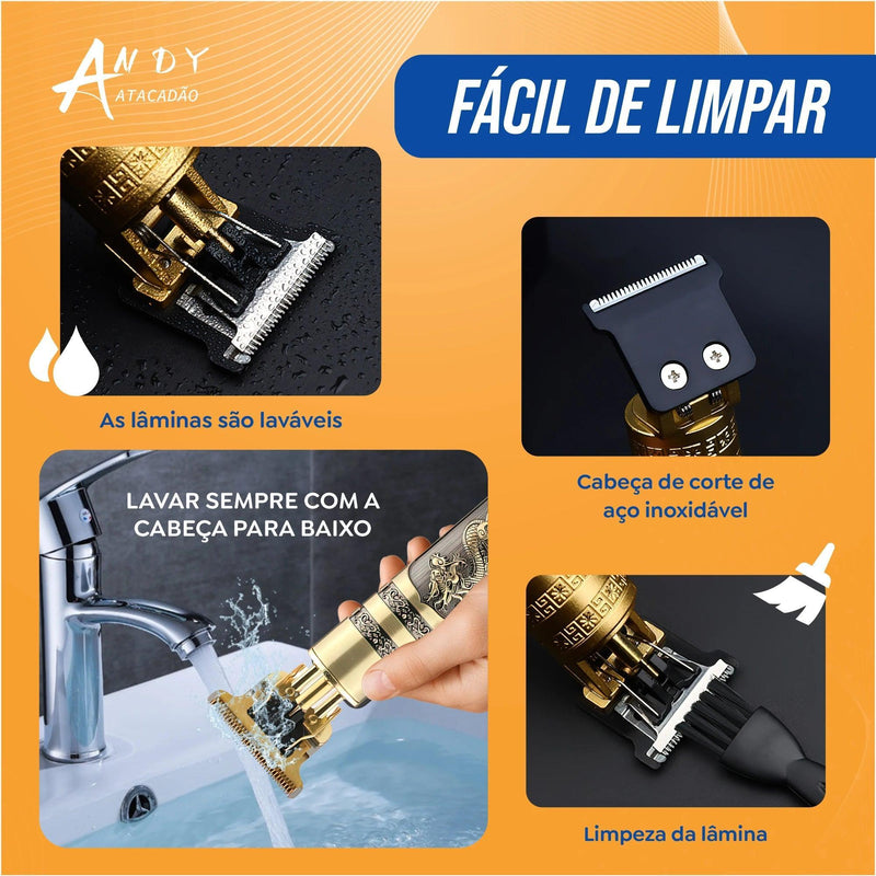 Maquina De Cortar Cabelo Profissional P/ Acabamento Barbeador Sem Fio - BrazilStory