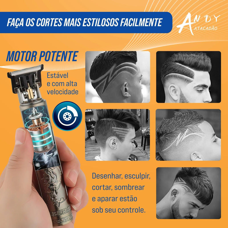 Maquina De Cortar Cabelo Profissional P/ Acabamento Barbeador Sem Fio - BrazilStory
