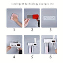 Suporte para aplicador de pasta de dente, dispensador automático de escova com esterilizador UV