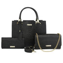 Kit Bolsa Feminina Preta 3 Peças, Bolsa Baú + Bolsa Clutch + Carteira - BrazilStory