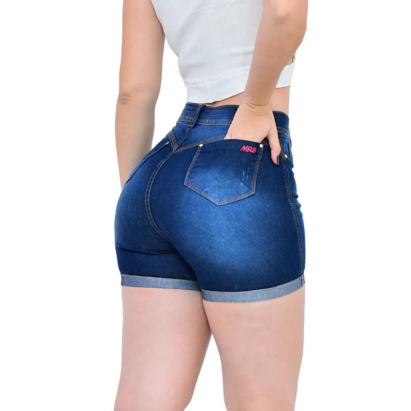 Shorts Jeans Feminino Cintura Alta Com Lycra - BrazilStory