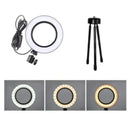 Ring Light Led Mesa Iluminador Pequena 6 Polegada Tripé 16cm Youtuber - BrazilStory