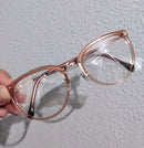 Óculos Feminino Com Armação/Lente Transparente/Grande Redondo/Metal - BrazilStory