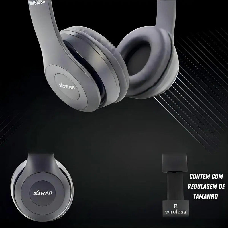 Fone De Ouvido Sem Fio Headphone Bluetooth Xtrad, Estéreo para Celular - BrazilStory