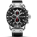 Relógio de quartzo masculino, esportivo, moderno, com três visores, couro, versátil