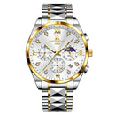 Relógio de pulso masculino multifuncional, luminoso, à prova d'água, com três olhos e seis agulhas, estilo céu estrelado, para lazer e negócios