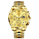 Relógio de pulso masculino multifuncional, luminoso, à prova d'água, com três olhos e seis agulhas, estilo céu estrelado, para lazer e negócios