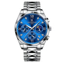 Relógio de pulso masculino multifuncional, luminoso, à prova d'água, com três olhos e seis agulhas, estilo céu estrelado, para lazer e negócios