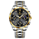 Relógio de pulso masculino multifuncional, luminoso, à prova d'água, com três olhos e seis agulhas, estilo céu estrelado, para lazer e negócios