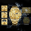 Relógios OLEVS Masculinos Top Marca Relógio de Luxo para Homens Original À Prova D'Água Aço Inoxidável Cronógrafo Fase da Lua Data Rota Dial