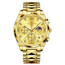 Relógio de pulso masculino multifuncional, luminoso, à prova d'água, com três olhos e seis agulhas, estilo céu estrelado, para lazer e negócios