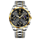 Relógio de pulso masculino multifuncional, luminoso, à prova d'água, com três olhos e seis agulhas, estilo céu estrelado, para lazer e negócios