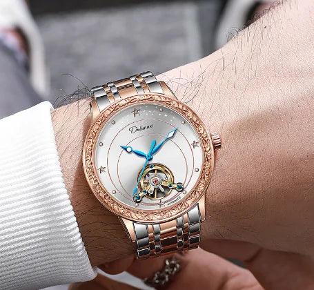 Relógio Mecânico Automático Masculino Céu Estrelado  Luz Noturna Brilhante