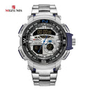 Relógio de pulso militar LED Digital Sport Watch Masculino Dourado Aço Inoxidável Dual Display Quartzo  Á Prova D'Água