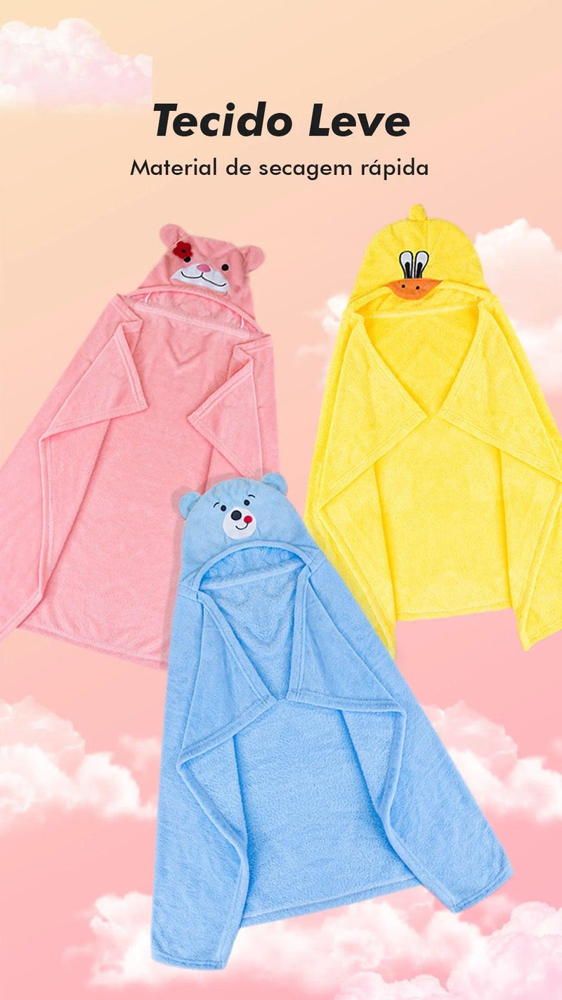 Toalha de Banho Bebê Felpuda Capuz Infantil Recém Nascido Com Orelhinha Menino e Menina --RISOVIT FTB0631