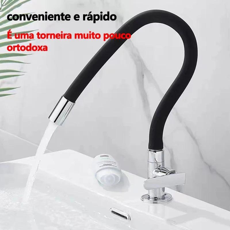 Torneira de luxo flexível de parede com corpo de silicone preto - BrazilStory