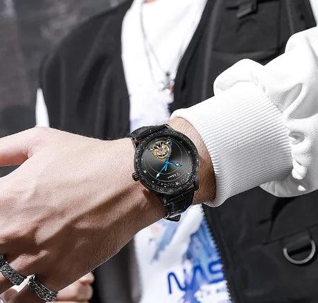 Relógio Mecânico Automático Masculino Céu Estrelado  Luz Noturna Brilhante