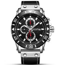 Relógio de quartzo masculino, esportivo, moderno, com três visores, couro, versátil