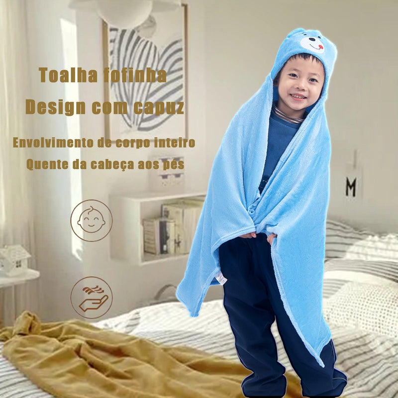 Toalha de Banho Bebê Felpuda Capuz Infantil Recém Nascido Com Orelhinha Menino e Menina --RISOVIT FTB0631